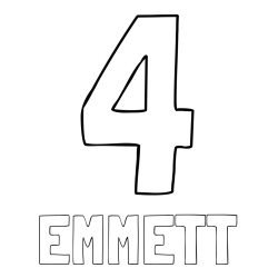 Online Created Coloring Page - EMMETT Coloring Page and Coloring Page of Number Four (4)