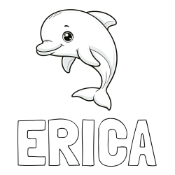 ERICA Coloring Page and Children's Coloring Book of a Cute Dolphin