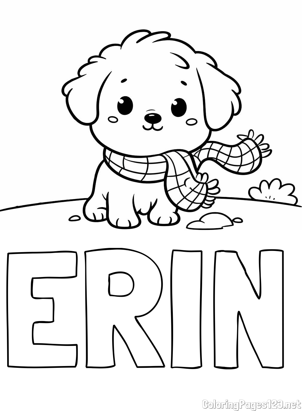ERIN Coloring Page and Coloring Page of an Adorable Puppy