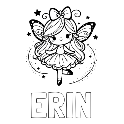Online Created Coloring Page - ERIN Coloring Page and Cute Magical Fairy