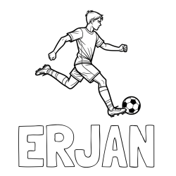 ERJAN Coloring Page and Soccer Player in Action Coloring Page