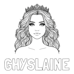 Online Created Coloring Page - GHYSLAINE Coloring Page and Coloring Page of a Princess with a Crown
