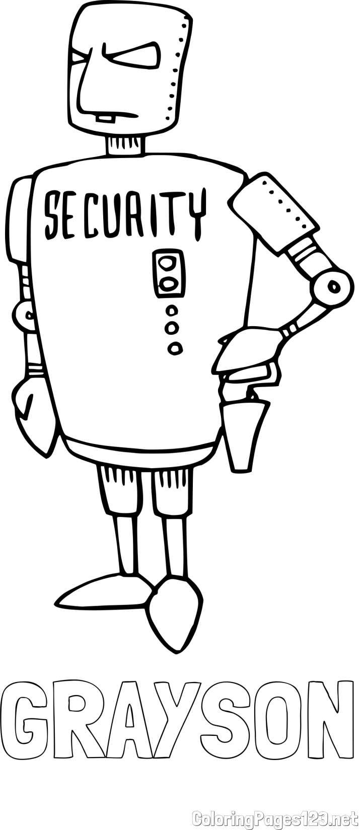GRAYSON Coloring Page and Security Robot Coloring Page