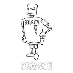 Online Created Coloring Page - GRAYSON Coloring Page and Security Robot Coloring Page