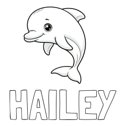HAILEY Coloring Page and Children's Coloring Book of a Cute Dolphin