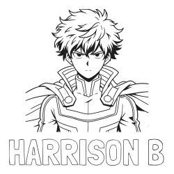 HARRISON B Coloring Page and Coloring Page of an Anime Superhero