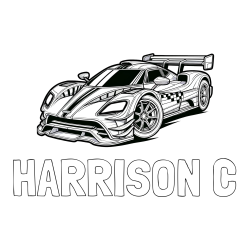 HARRISON C Coloring Page and Coloring Page of a Futuristic Racing Car