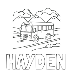 HAYDEN Coloring Page and Free Printable Coloring Page of a School Bus
