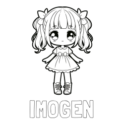 Online Created Coloring Page - IMOGEN Coloring Page and Coloring Page of a Cute Anime Girl