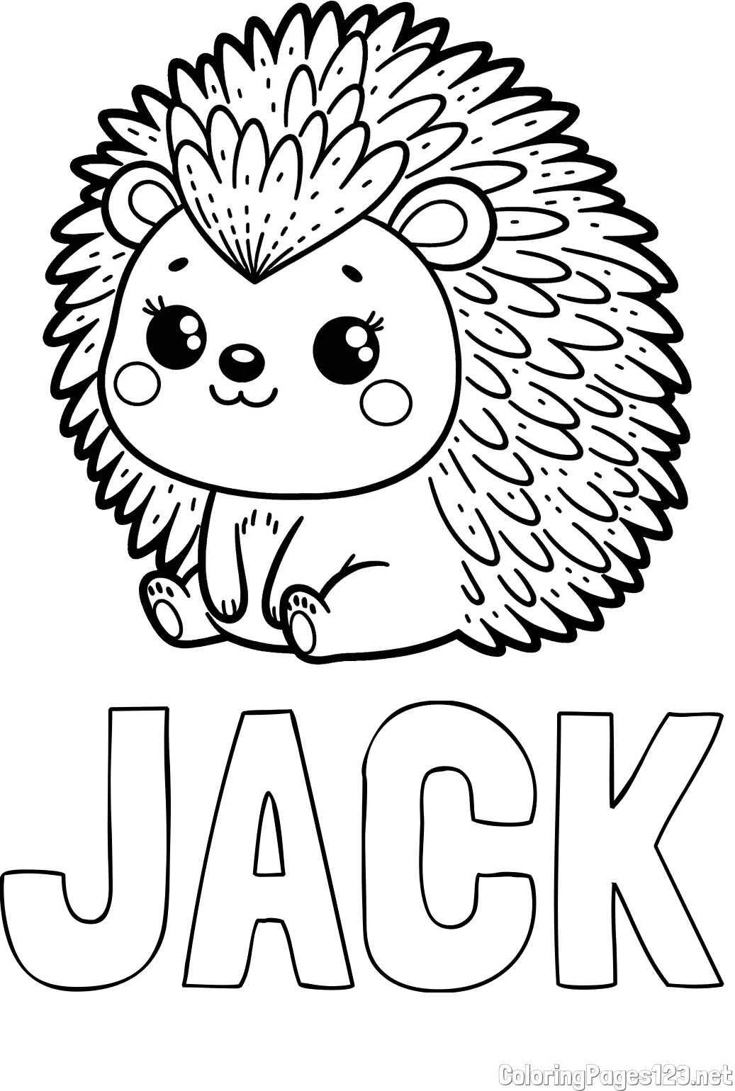 JACK Coloring Page and Cute Hedgehog Coloring Page