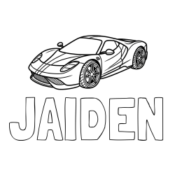 Online Created Coloring Page - JAIDEN Coloring Page and Free Printable Coloring Page of a Racing Car