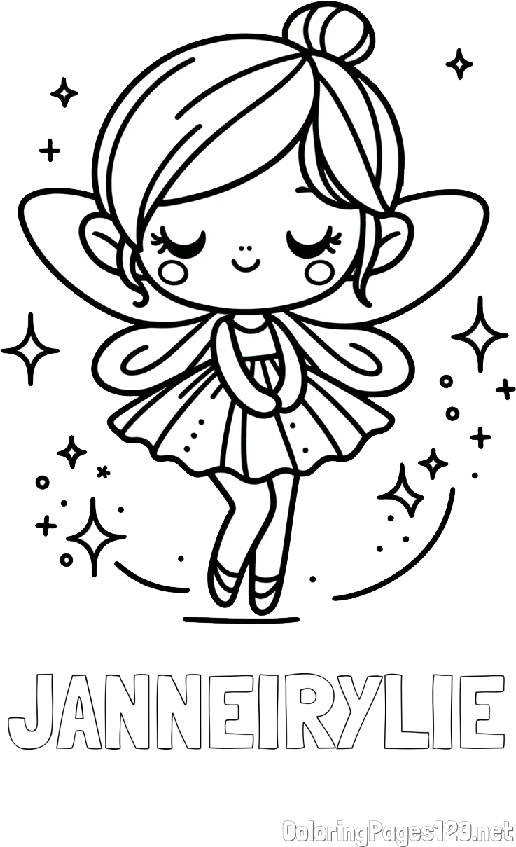 JANNEIRYLIE Coloring Page and Children's Coloring Page of a Magical Fairy