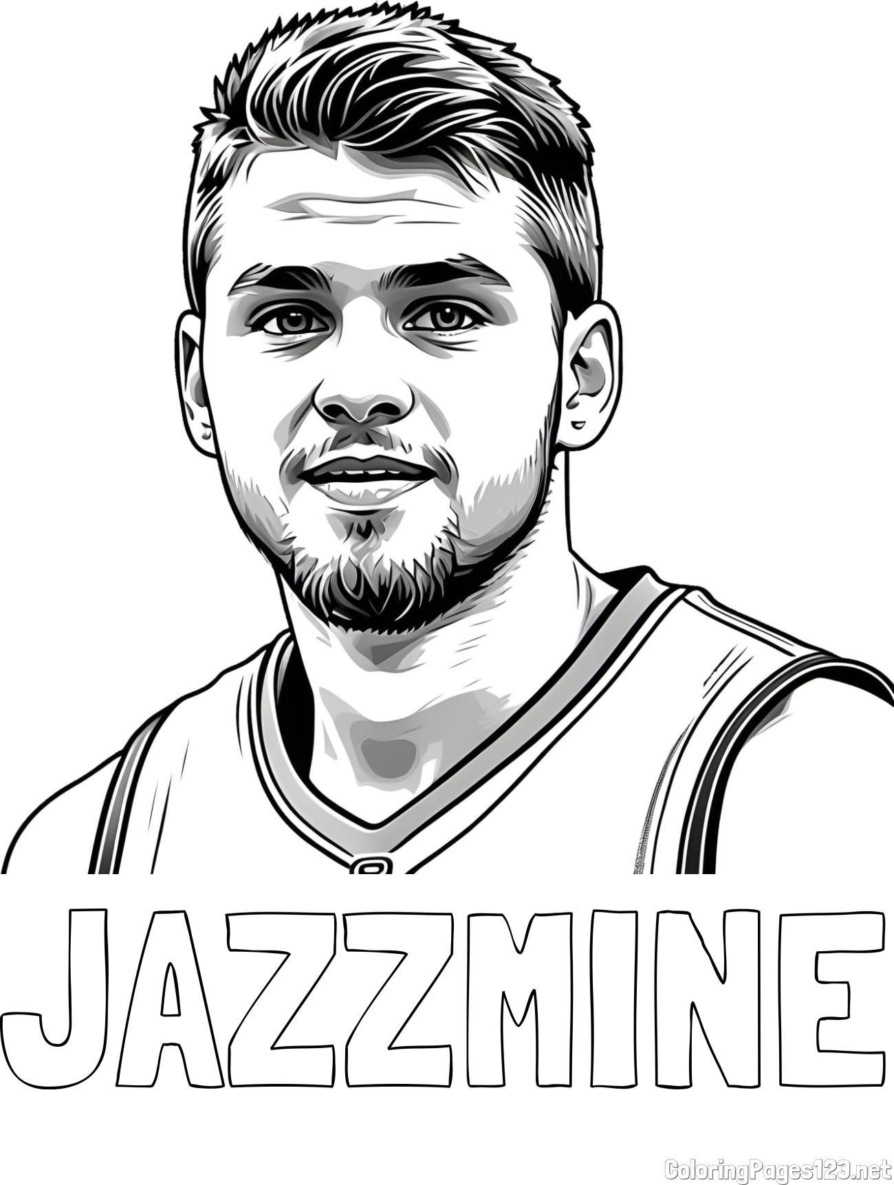 JAZZMINE Coloring Page and Basketball Player Coloring Page