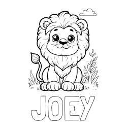 Online Created Coloring Page - JOEY Coloring Page and Cute Baby Lion Coloring Page