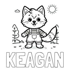 KEAGAN Coloring Page and Cute Wolf Coloring Page