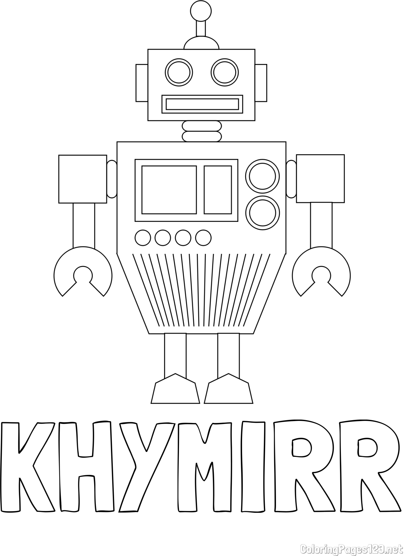 KHYMIRR Coloring Page and Standing Robot Coloring Page