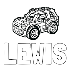LEWIS Coloring Page and LEGO Car Coloring Page