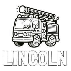 LINCOLN Coloring Page and Children's Coloring Page of a Simple Fire Truck