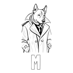 Online Created Coloring Page - M Coloring Page and Coloring page of Detective Dog