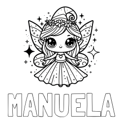 MANUELA Coloring Page and Coloring Page of Adorable Magical Fairy