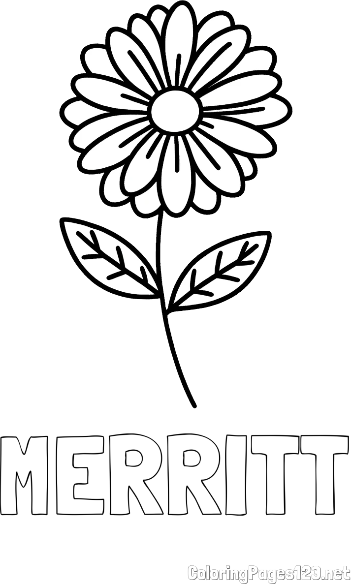 MERRITT Coloring Page and Flower Coloring Page
