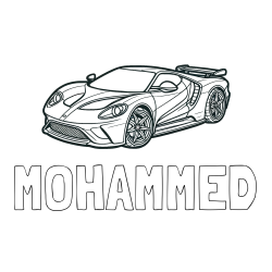 Online Created Coloring Page - MOHAMMED Coloring Page and Coloring Page of a Fast Sport's Car