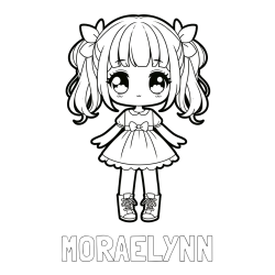 MORAELYNN Coloring Page and Coloring Page of a Cute Anime Girl