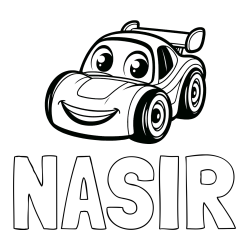 NASIR Coloring Page and Children's Printable Coloring Page of a Racing Car