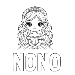 NONO Coloring Page and Coloring Page of a Cute Princess with Big Eyes