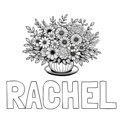 RACHEL Coloring Page and Beautiful Bouquet of Flowers Coloring Page