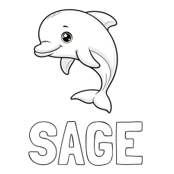 SAGE Coloring Page and Children's Coloring Book of a Cute Dolphin