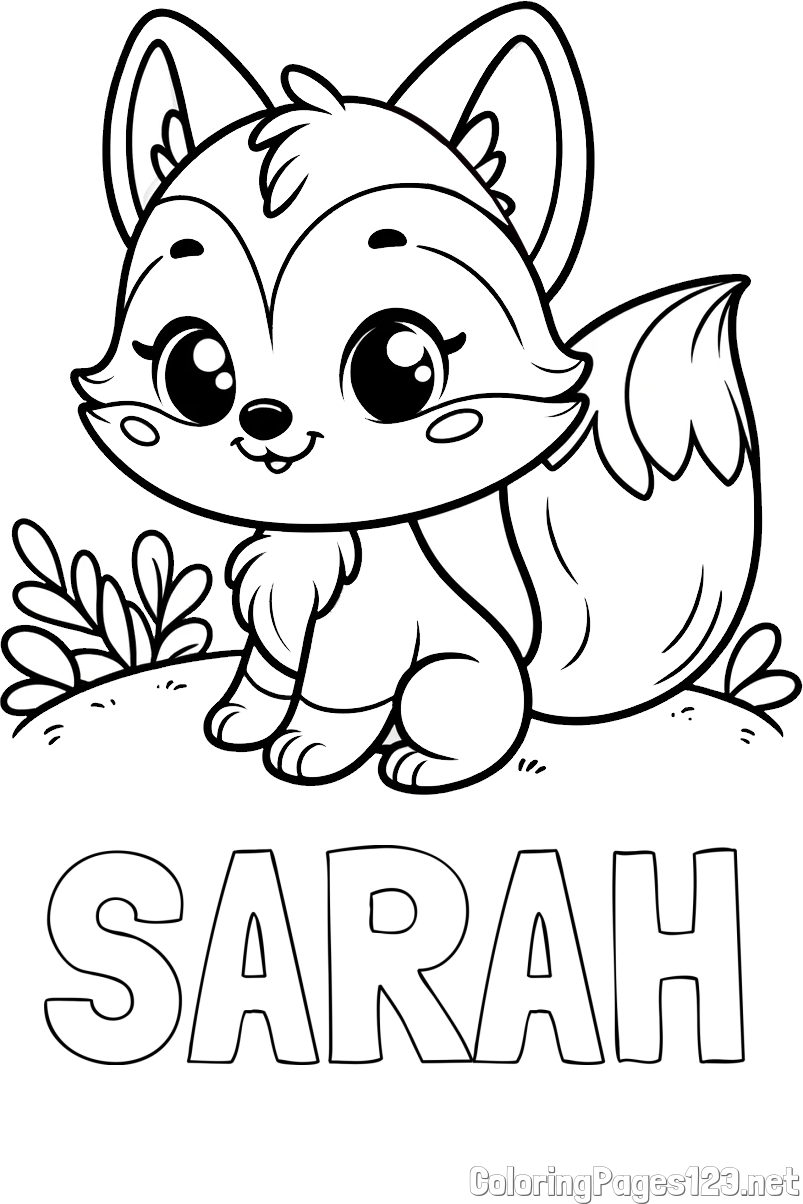SARAH Coloring Page and Cute Fox Coloring Page