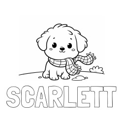 SCARLETT Coloring Page and Coloring Page of an Adorable Puppy