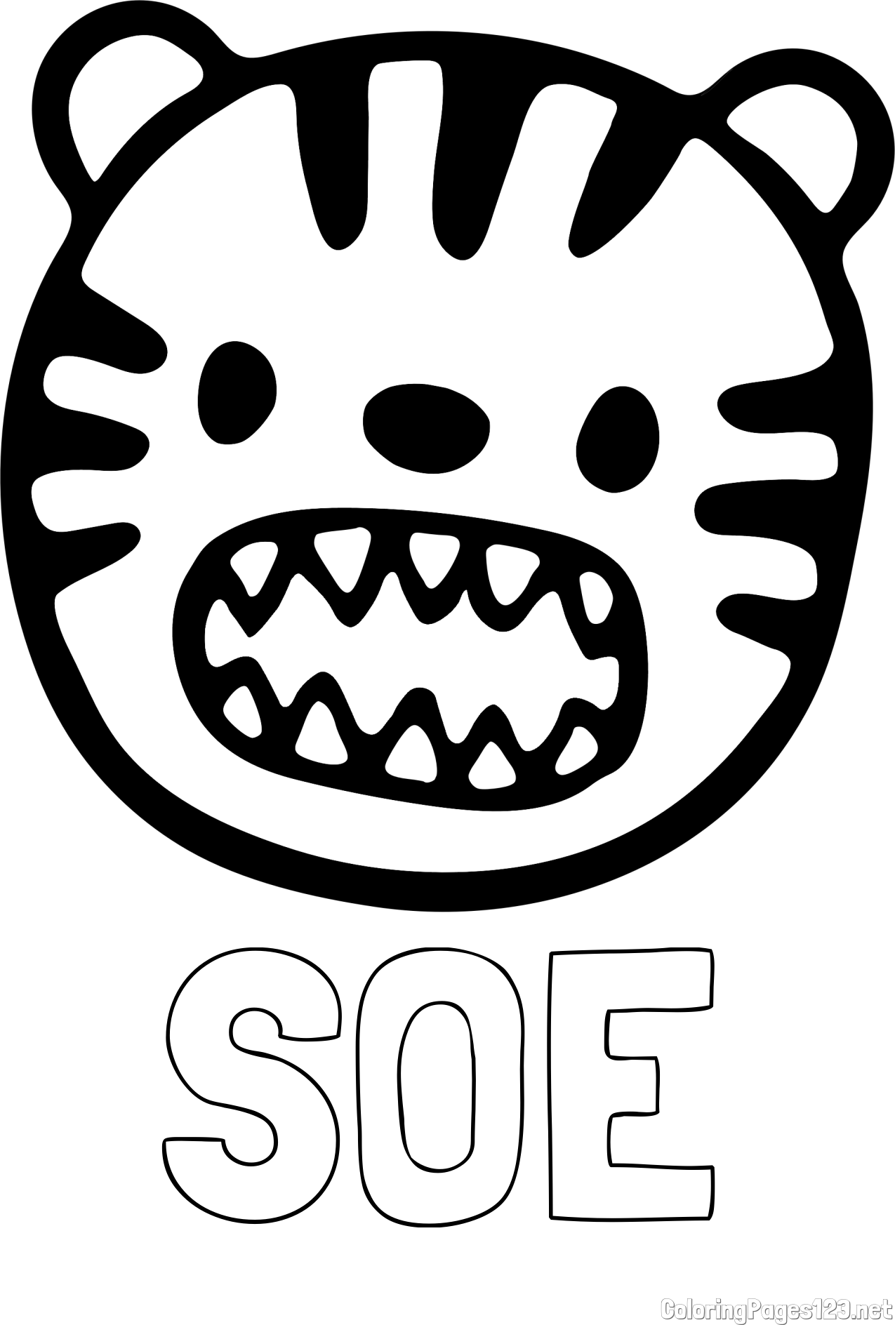 SOE Coloring Page and Simple Tiger Head Coloring Page