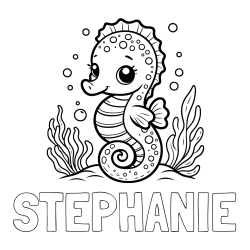 STEPHANIE Coloring Page and Cute Seahorse Coloring Page