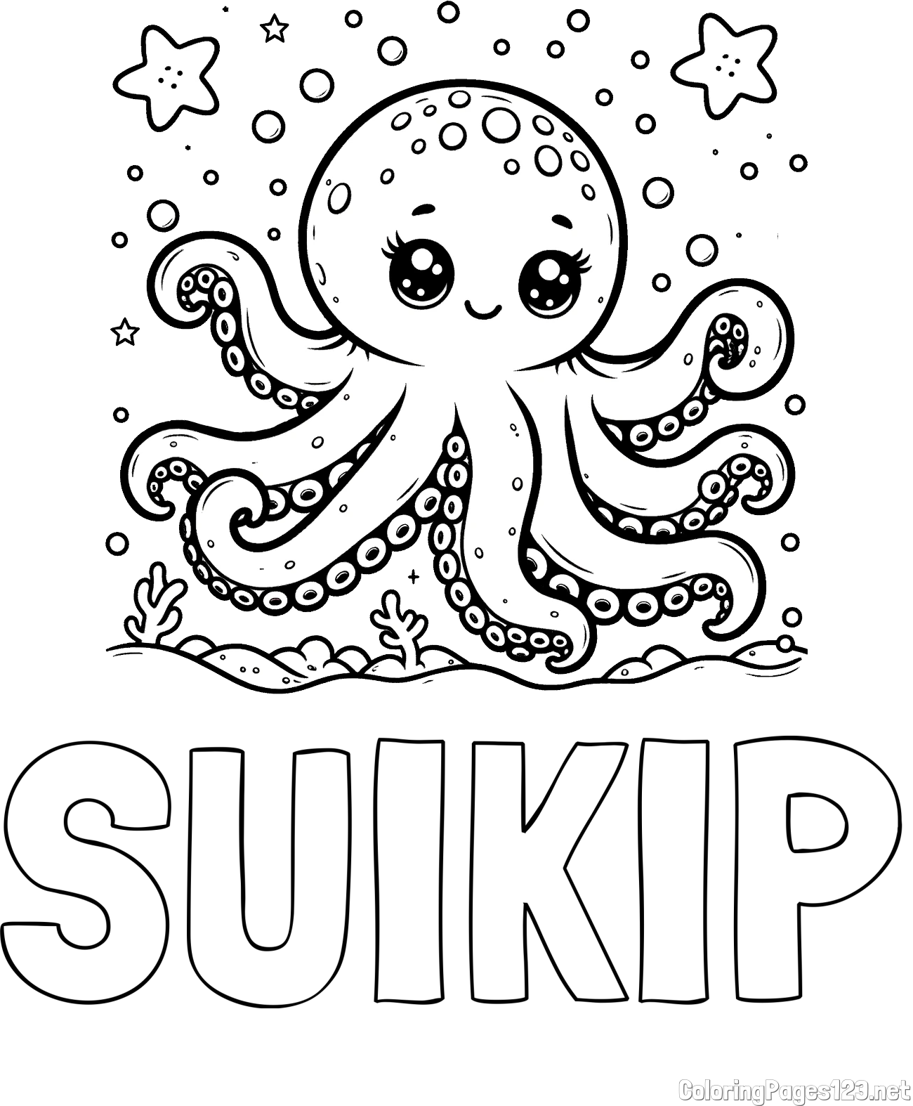 SUIKIP Coloring Page and Coloring Page of an Octopus in the Sea