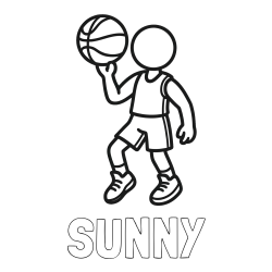 SUNNY Coloring Page and Children's Coloring Page of Basketball Player