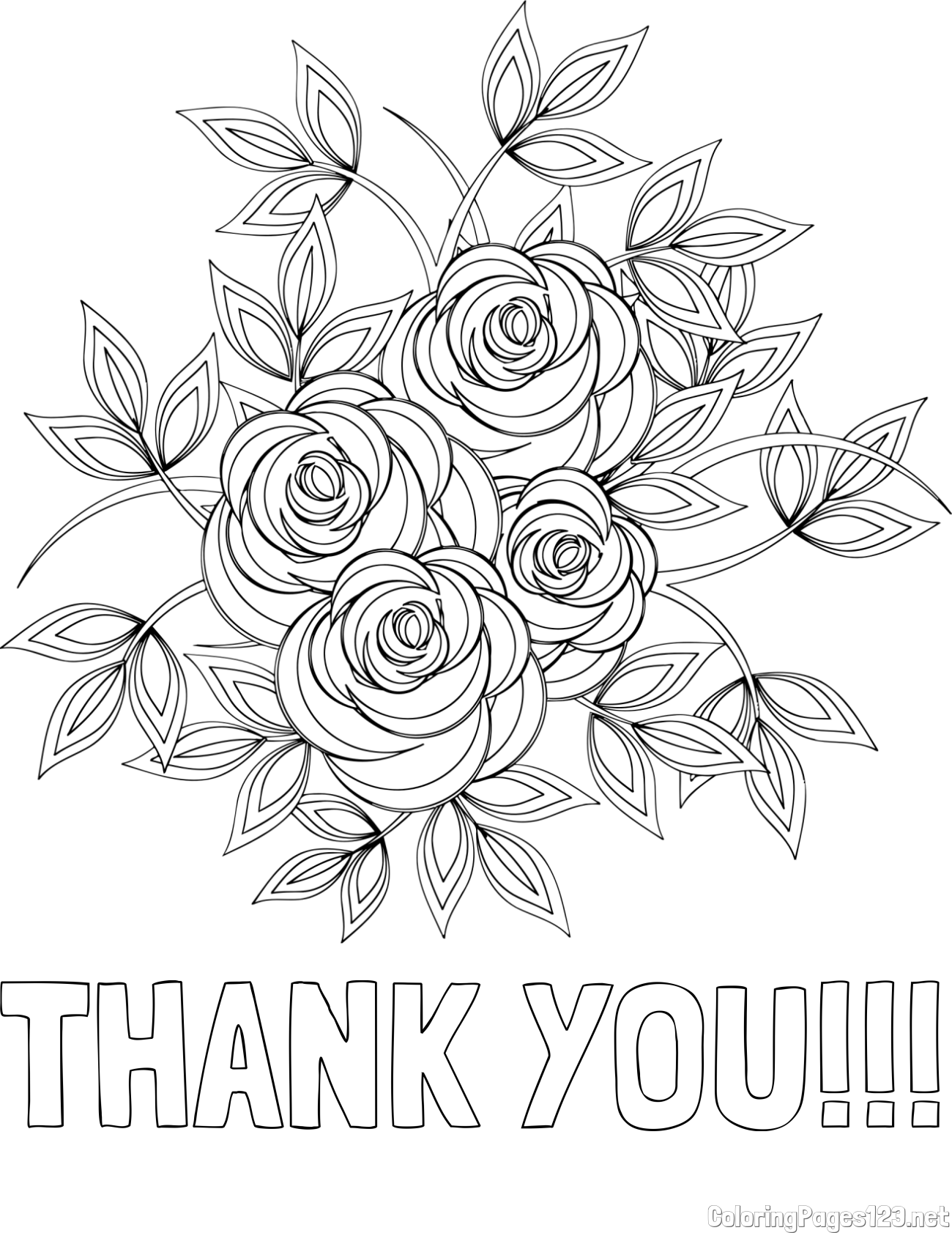 THANK YOU!!! Coloring Page and Rose Mandala Coloring Page