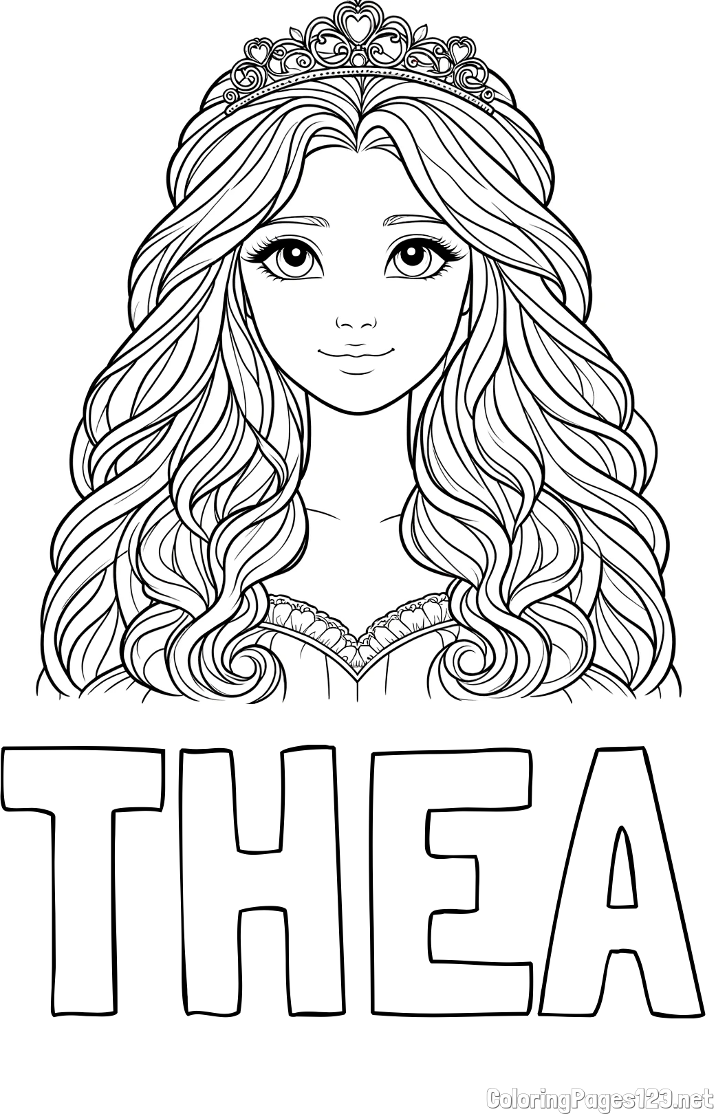 THEA Coloring Page and Princess Coloring Page