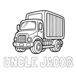 UNCLE JACOB Coloring Page and Large Truck Coloring Page
