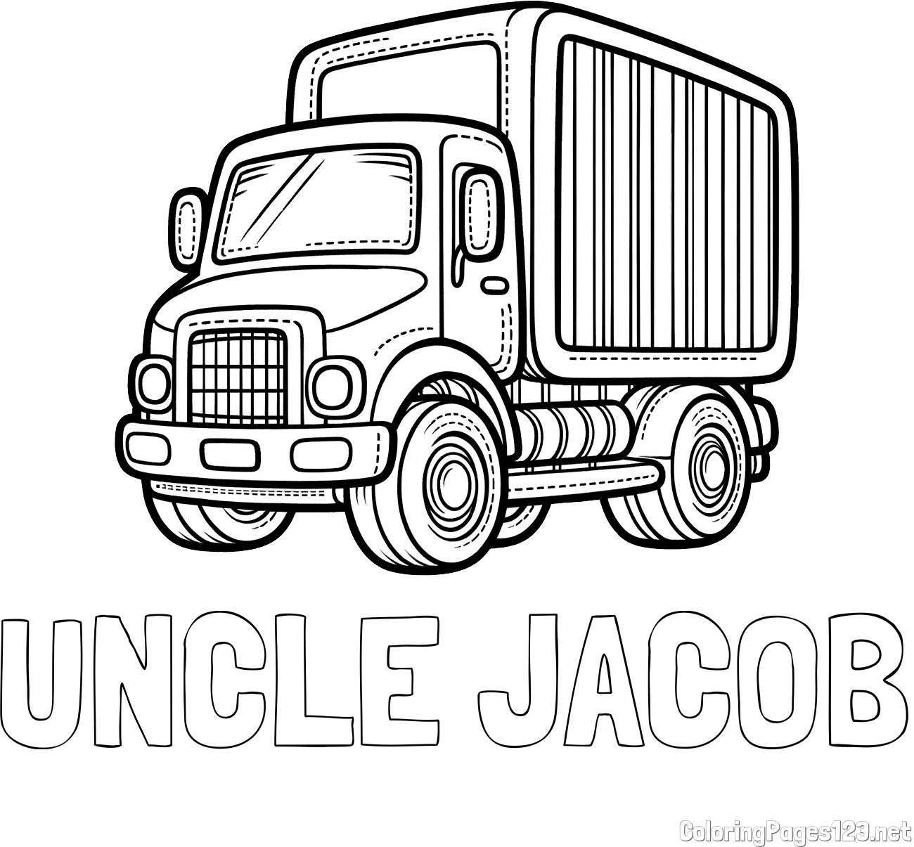 UNCLE JACOB Coloring Page and Large Truck Coloring Page