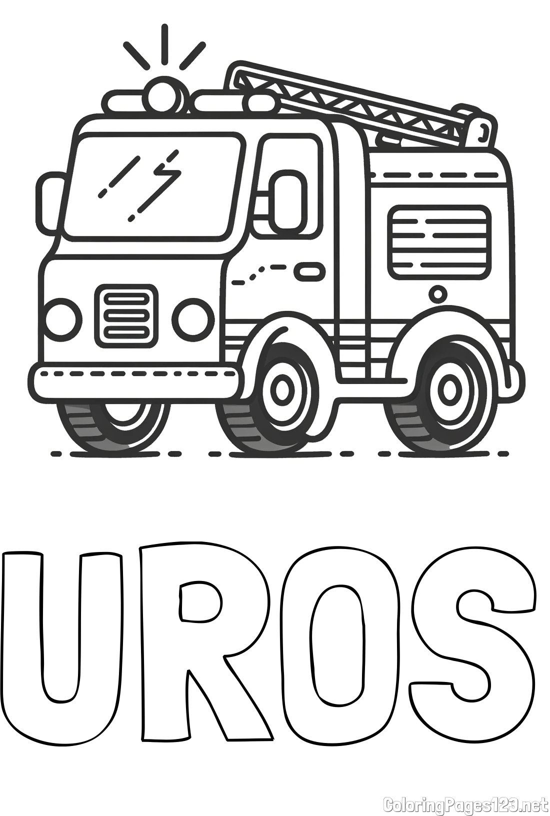 UROŠ Coloring Page and Easy Coloring Page of a Fire Truck