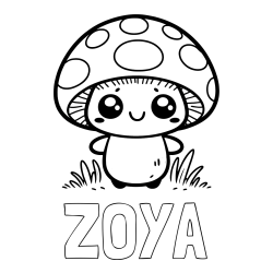 ZOYA Coloring Page and Coloring Page of a Cute Mushroom