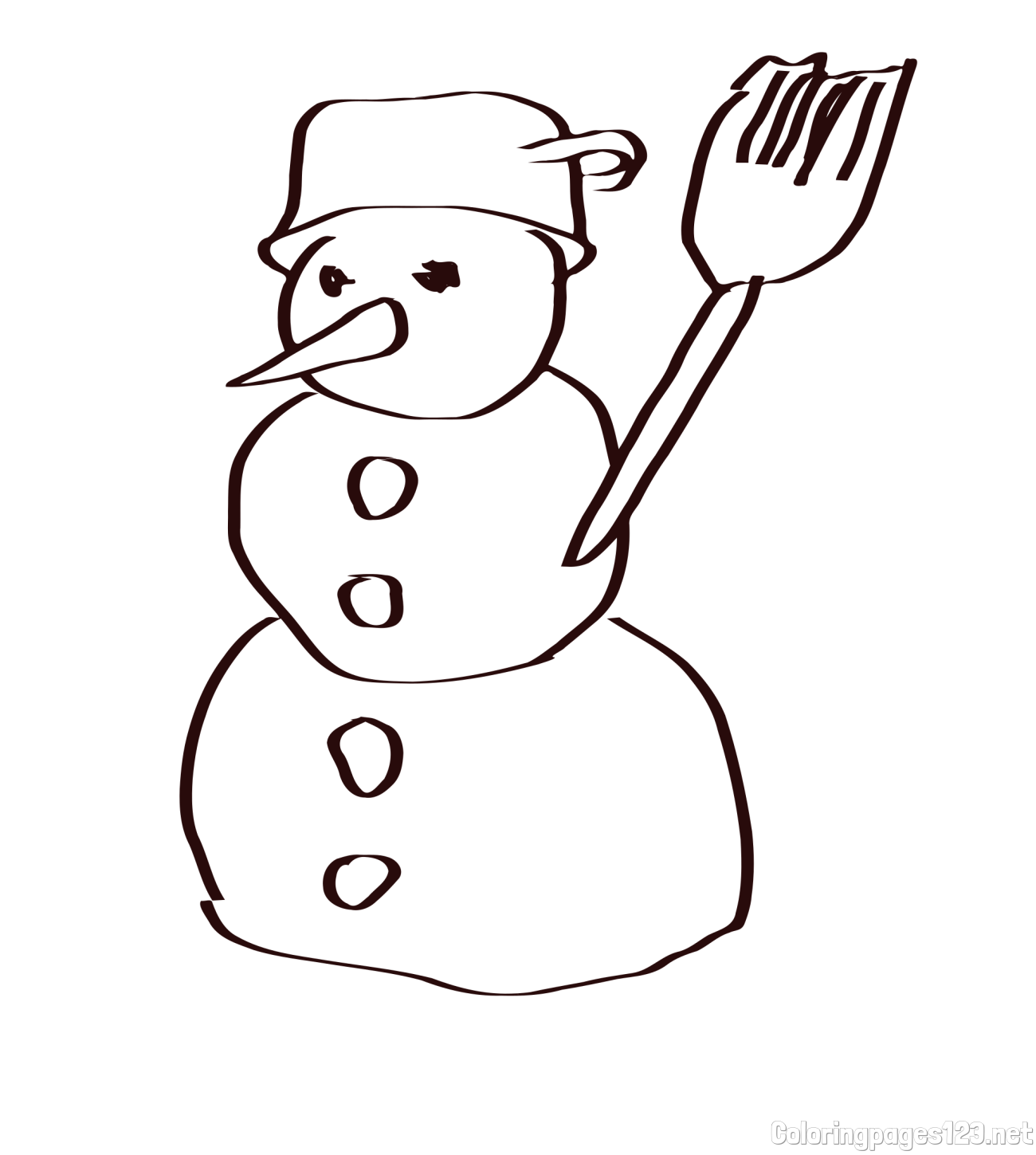 Coloring Page of a Simple Snowman