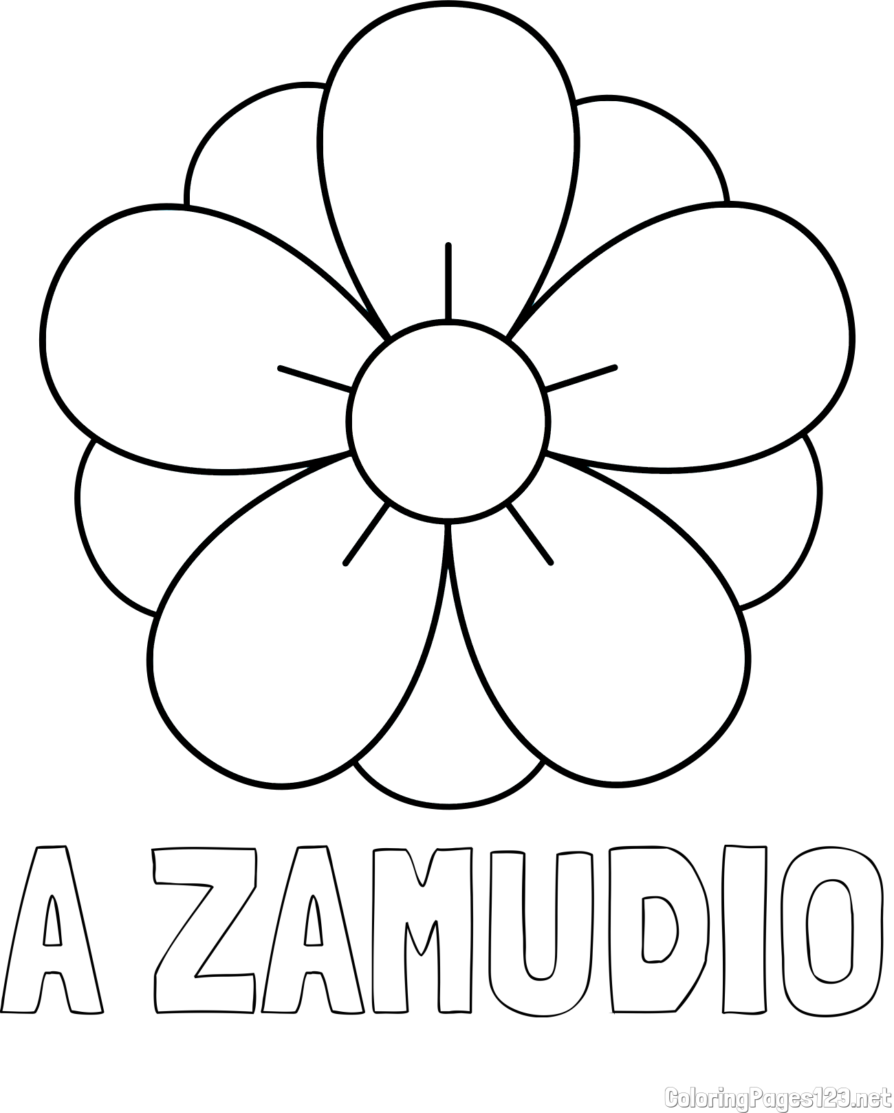 A ZAMUDIO Coloring Page and Flower Without Stem Coloring Page