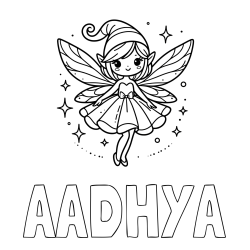 Online Created Coloring Page - AADHYA Coloring Page and Children's Coloring Page of a Wonderful Fairy