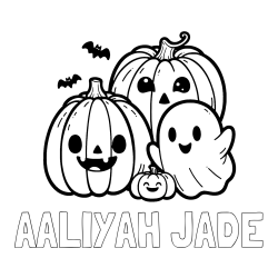 Online Created Coloring Page - AALIYAH JADE Coloring Page and Halloween Pumpkin and Ghost Coloring Page