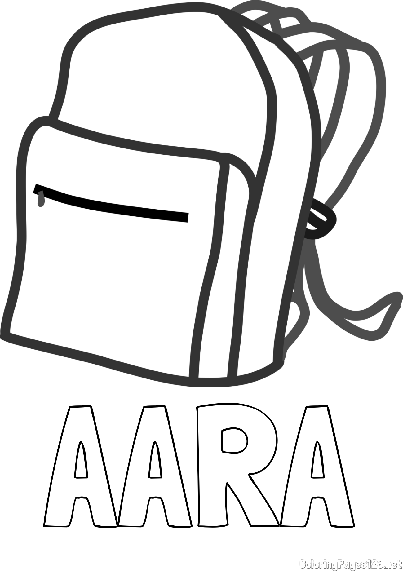 AARA Coloring Page and School Backpack Coloring Page