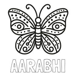 Online Created Coloring Page - AARABHI Coloring Page and Butterfly Coloring Page (Simple)