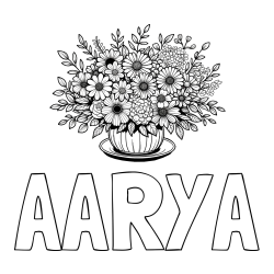 Online Created Coloring Page - AARYA Coloring Page and Beautiful Bouquet of Flowers Coloring Page